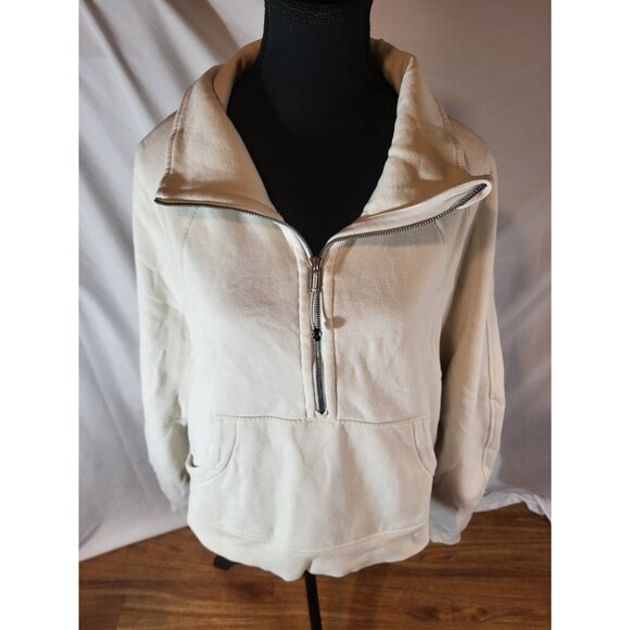 Lululemon LW3GO0S Ivory 1/2 Zip Funnel Neck Scuba Oversized Crop  Sz XL/XXL - Picture 1 of 6